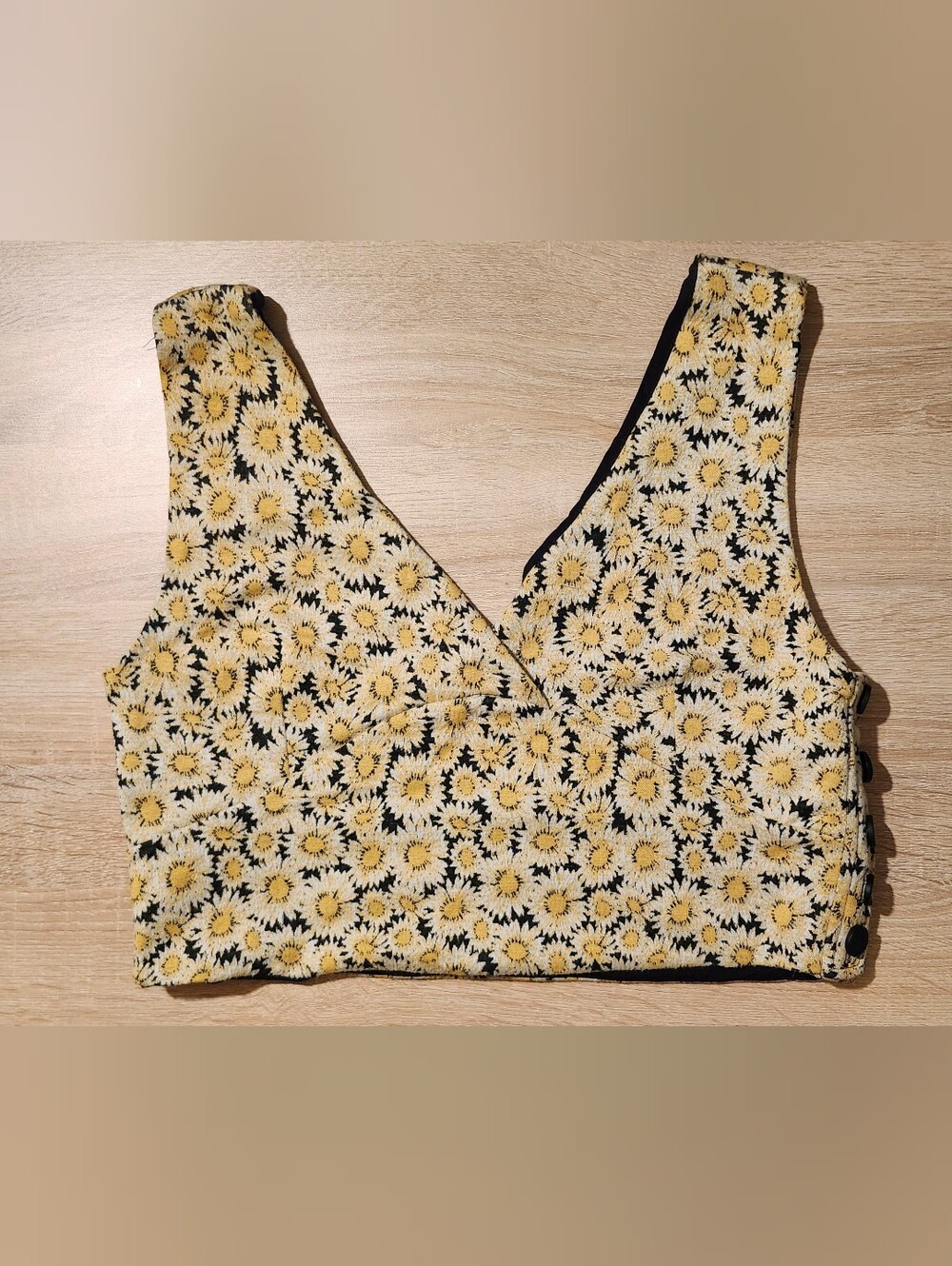 Anthropologie Maeve Button Side Top Sunflowers Large Used